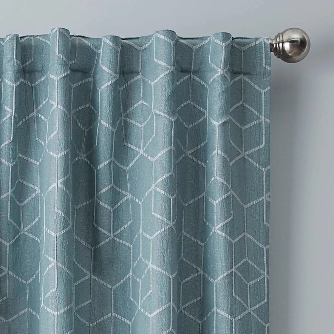 Blackout Geometric Single Curtain Panel, 50" x 84", Aqua Slate Y44920