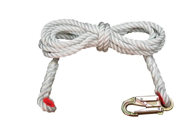 Nylon 3-Strand Rope Lifeline with Snaphook and Thimble, 5/8x22 Diameter x 75 Length D51450