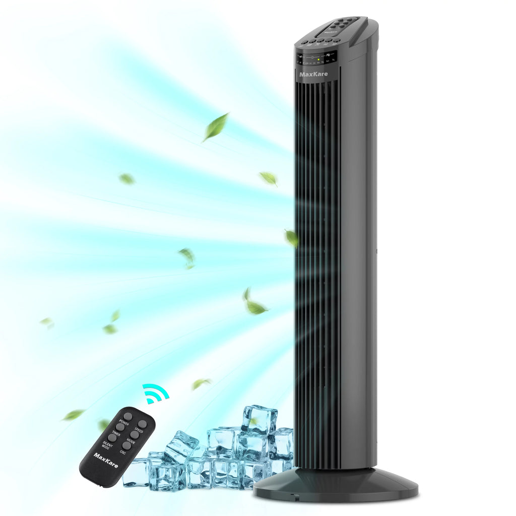 30 Tower Fan 120° Oscillating 60dB Quiet with Remote Control 3 Speeds 3 Wind Modes Timer Dark Gray N43348