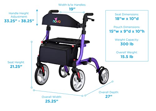 Red Rollator Walker with 10" & 8" Wheels Q87734