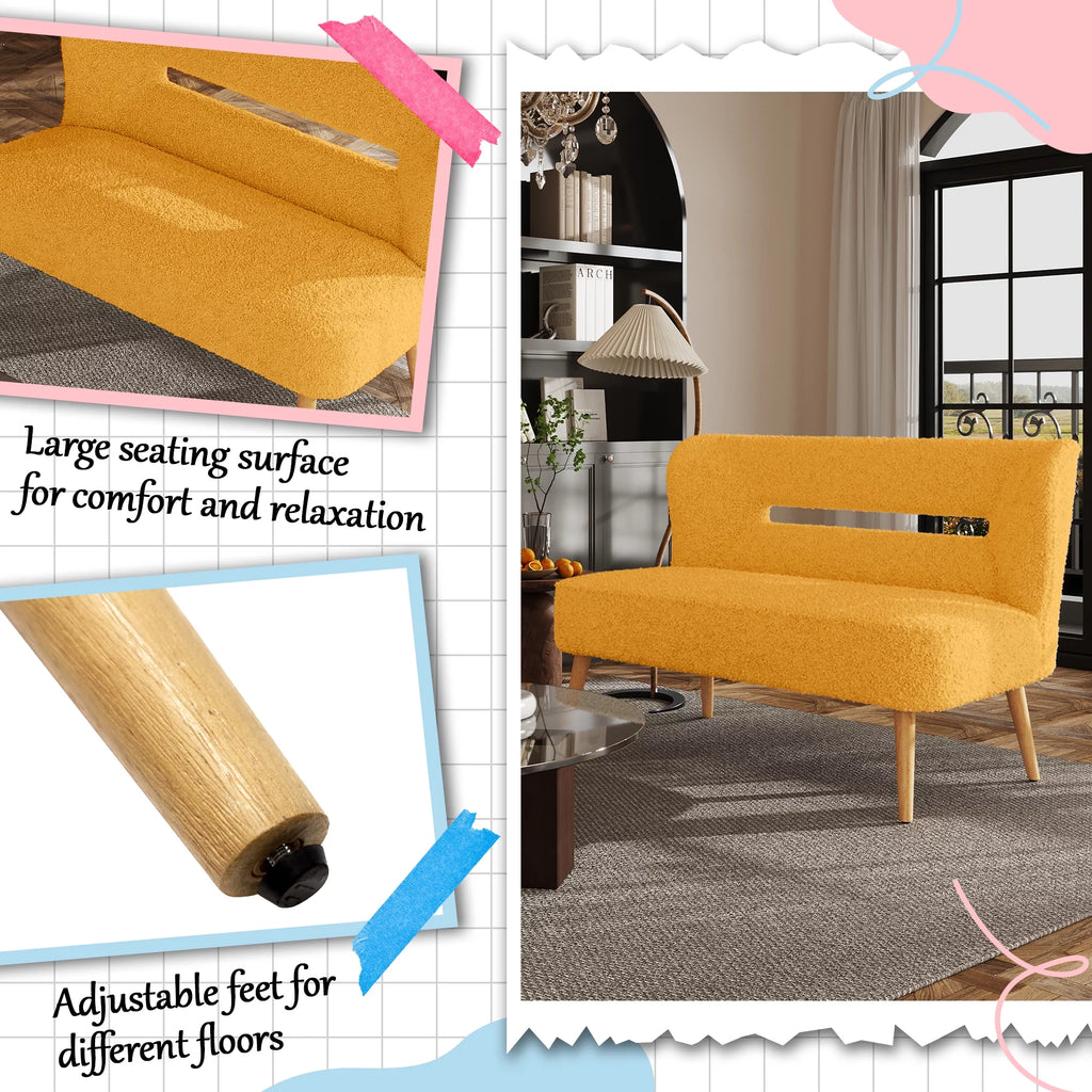 Cream Sherpa Loveseat Accent Chair D471