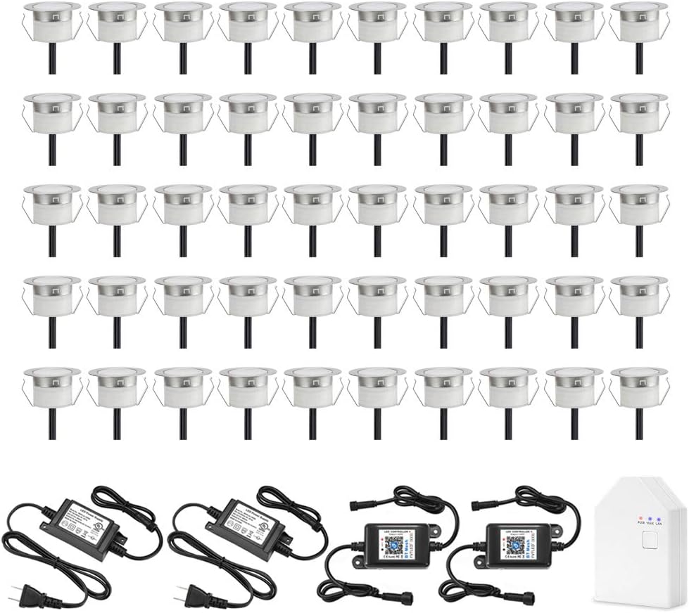 LED Deck Lights Kit 10pcs RGBW Low Voltage Recessed Waterproof Outdoor B557344