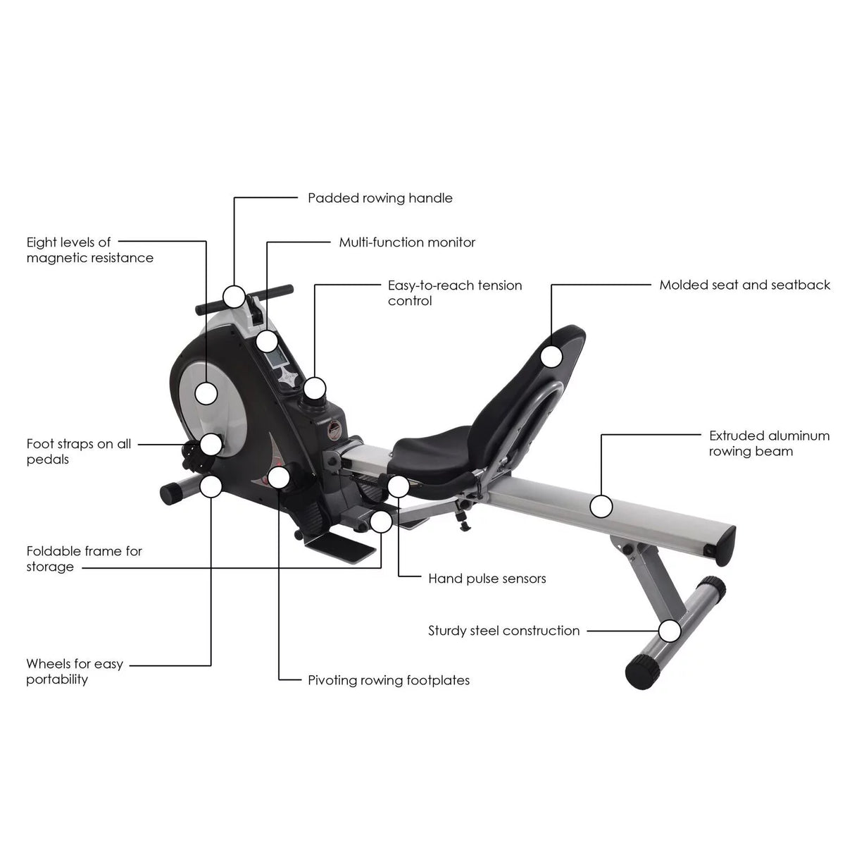 2 in 1 Recumbent Exercise Bike and Rower Machine L813