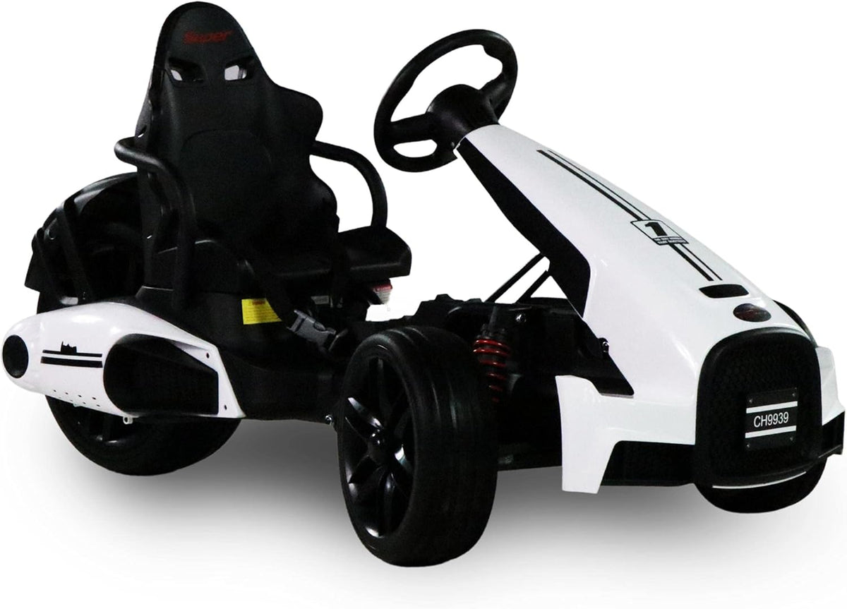 Kids Electric Go Kart 12V White Ride On Toy Car U469624