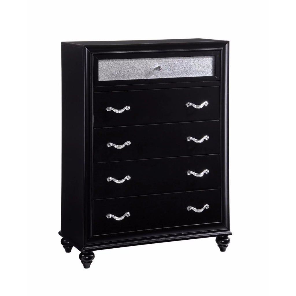 Black 5 Drawer Wooden Chest J54344