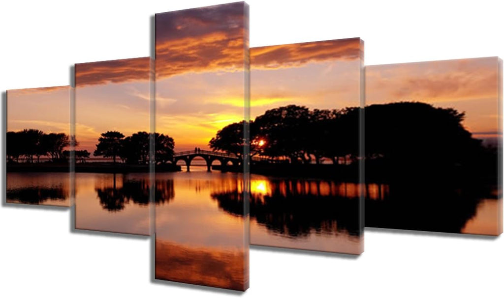5 Piece Framed Canvas Landscape Art (60''Wx32''H) C434