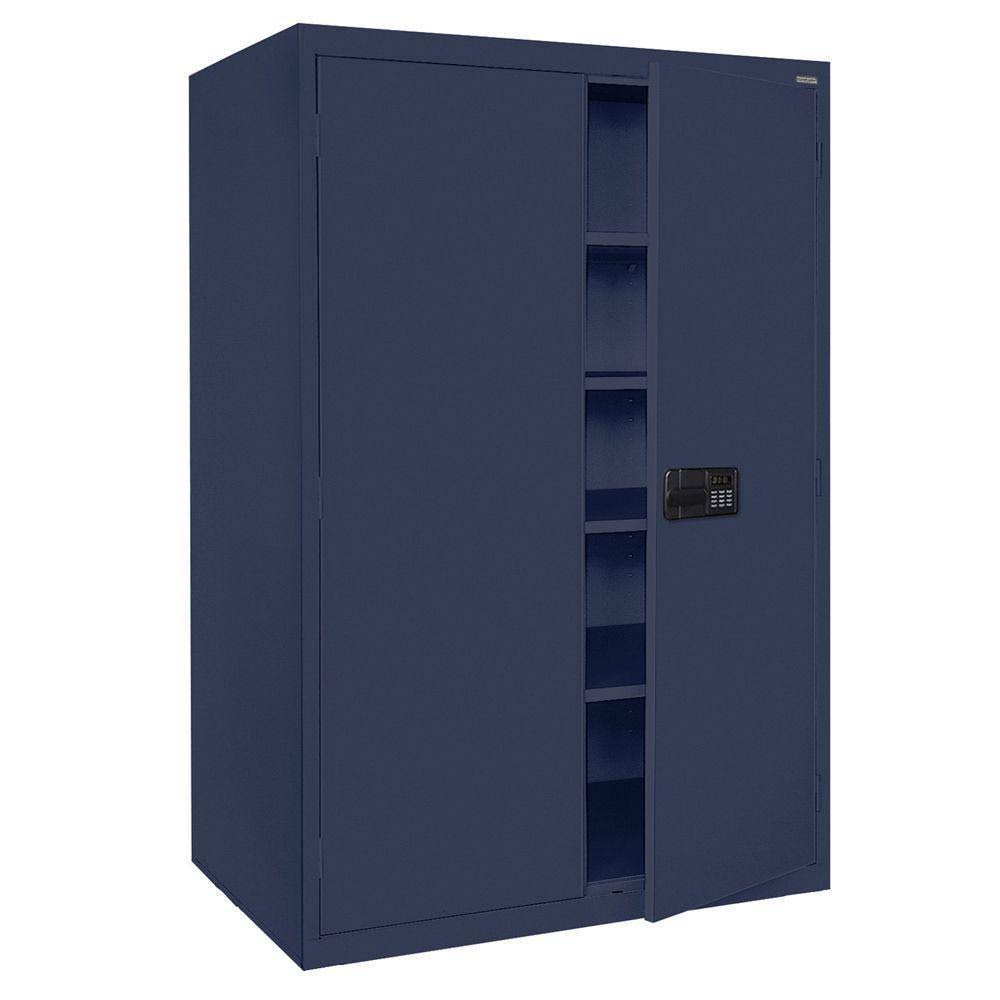 Navy Blue Storage Cabinet with Keyless Electronic Lock Handle M62064