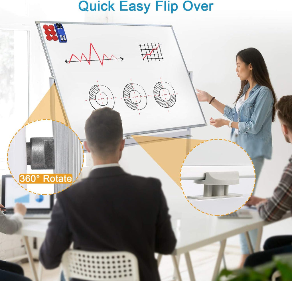 48x36 Double Sided Magnetic Whiteboard with Stand I62302