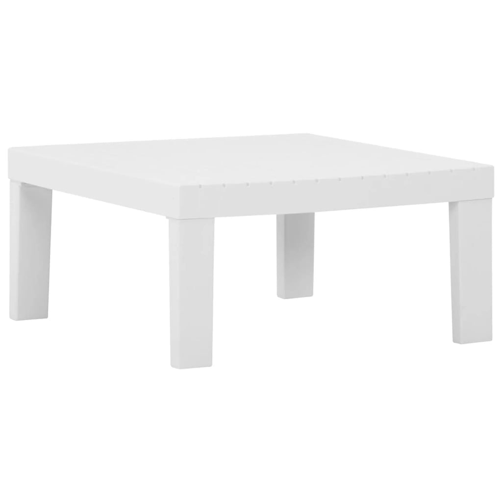 3 Piece Patio Lounge Set with Anthracite Cushions, 2 Benches and Table, Plastic White Outdoor Sectional Sofa Set C4243