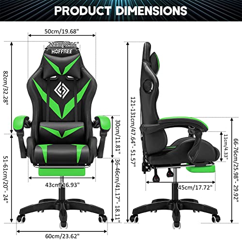 Light Green and Black Ergonomic Gaming Chair with Footrest Z25726