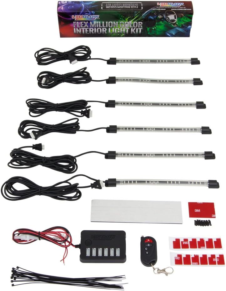 6pc Flexible LED Interior Footwell Underdash Neon Lighting Kit for Cars & Trucks H639