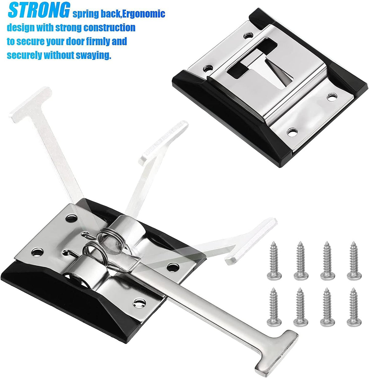 Rv Door Holder Metal T-Style Entry Door Catch 2 Pack with 16 304 Stainless Steel Screws Z614