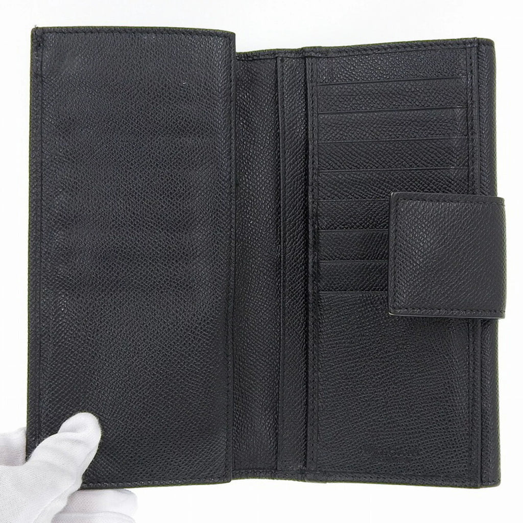 Pre-Owned Black Leather Long Wallet K50022