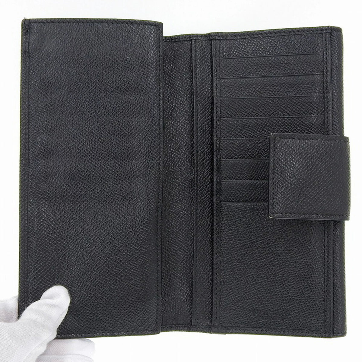 Pre-Owned Black Leather Long Wallet K50022