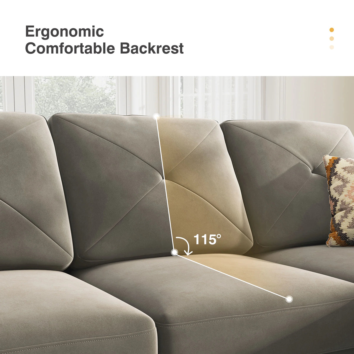 Velvet Sectional Sofa Couch Set with Chaise P951453