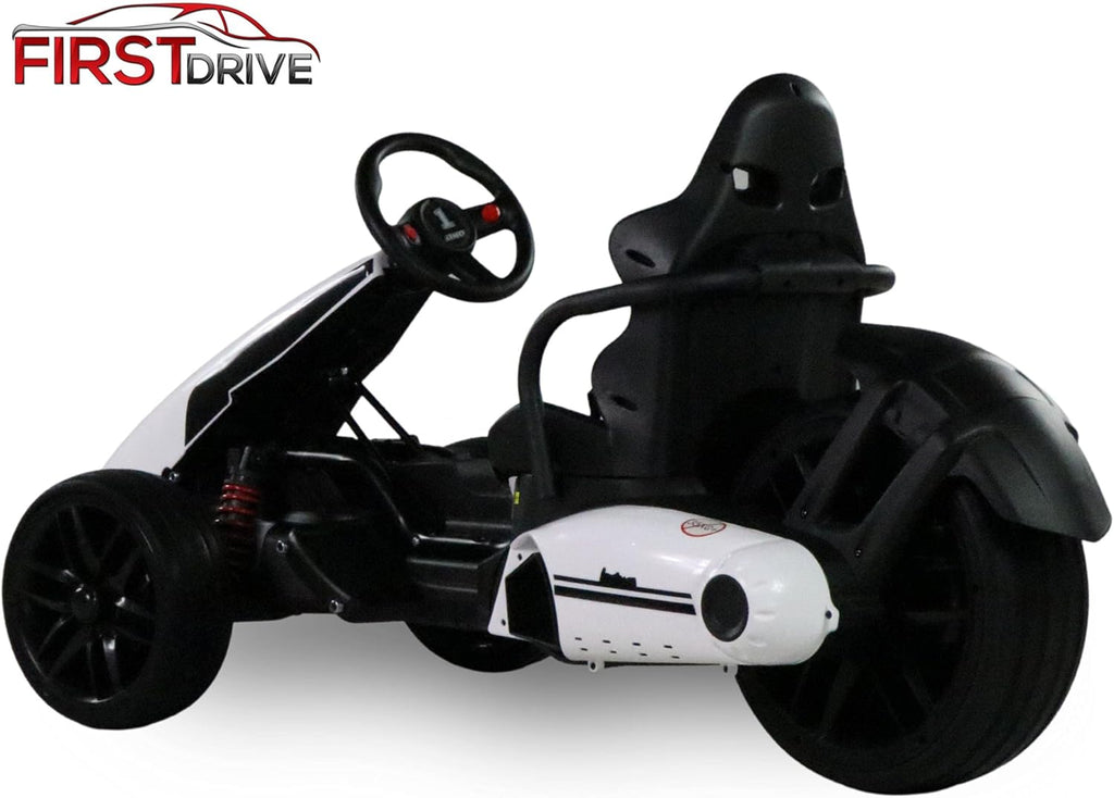 Kids Electric Go Kart 12V White Ride On Toy Car U469624