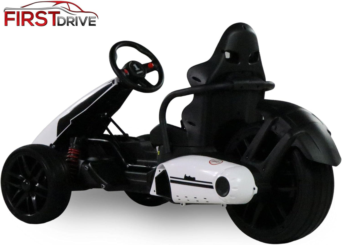Kids Electric Go Kart 12V White Ride On Toy Car U469624