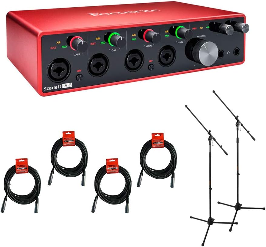 USB Audio Interface with Microphone Stand & XLR Cable Bundle B408866