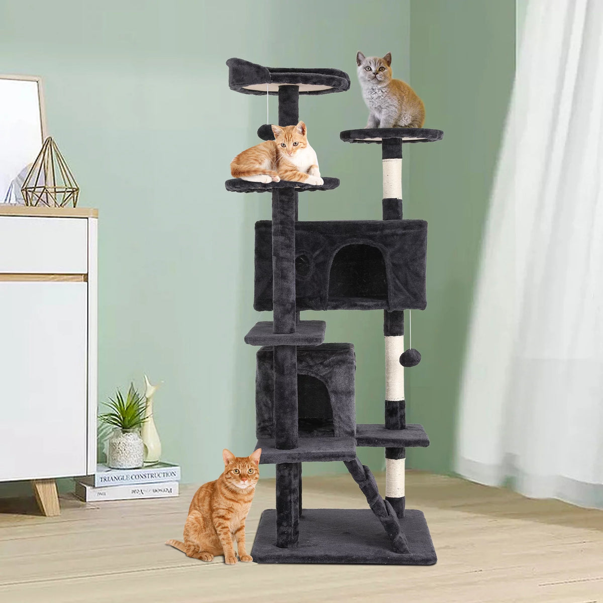 54 inch Dark Gray Cat Tree and Tower I571357