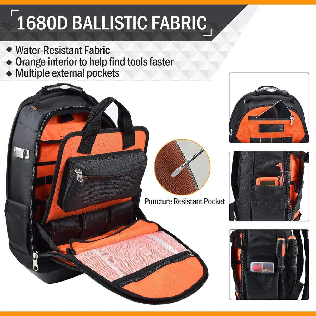 Heavy Duty Tool Backpack with Waterproof Base S9230