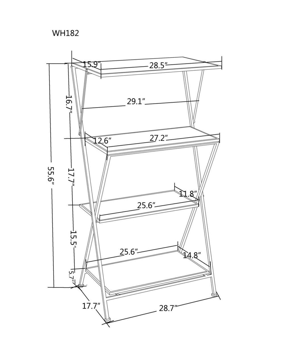 Wood and Metal Four-Tier Etagere Bookcase F740