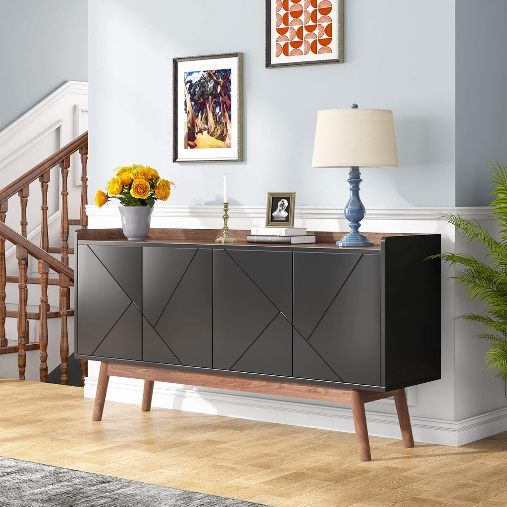 Black 55" Wood Sideboard Cabinet with Doors J71423