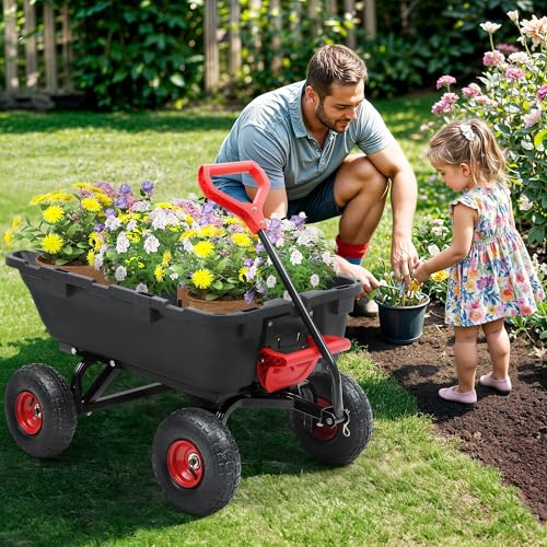 Heavy Duty Garden Dump Cart with 10" Pneumatic Tires X117