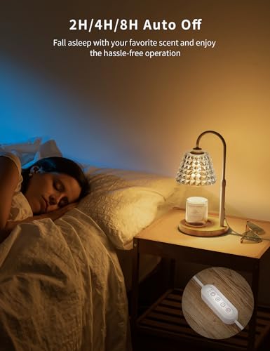 Candle Warmer Lamp with Timer, Adjustable Height, 2 Bulbs, 4 Levels Dimmable Y74910