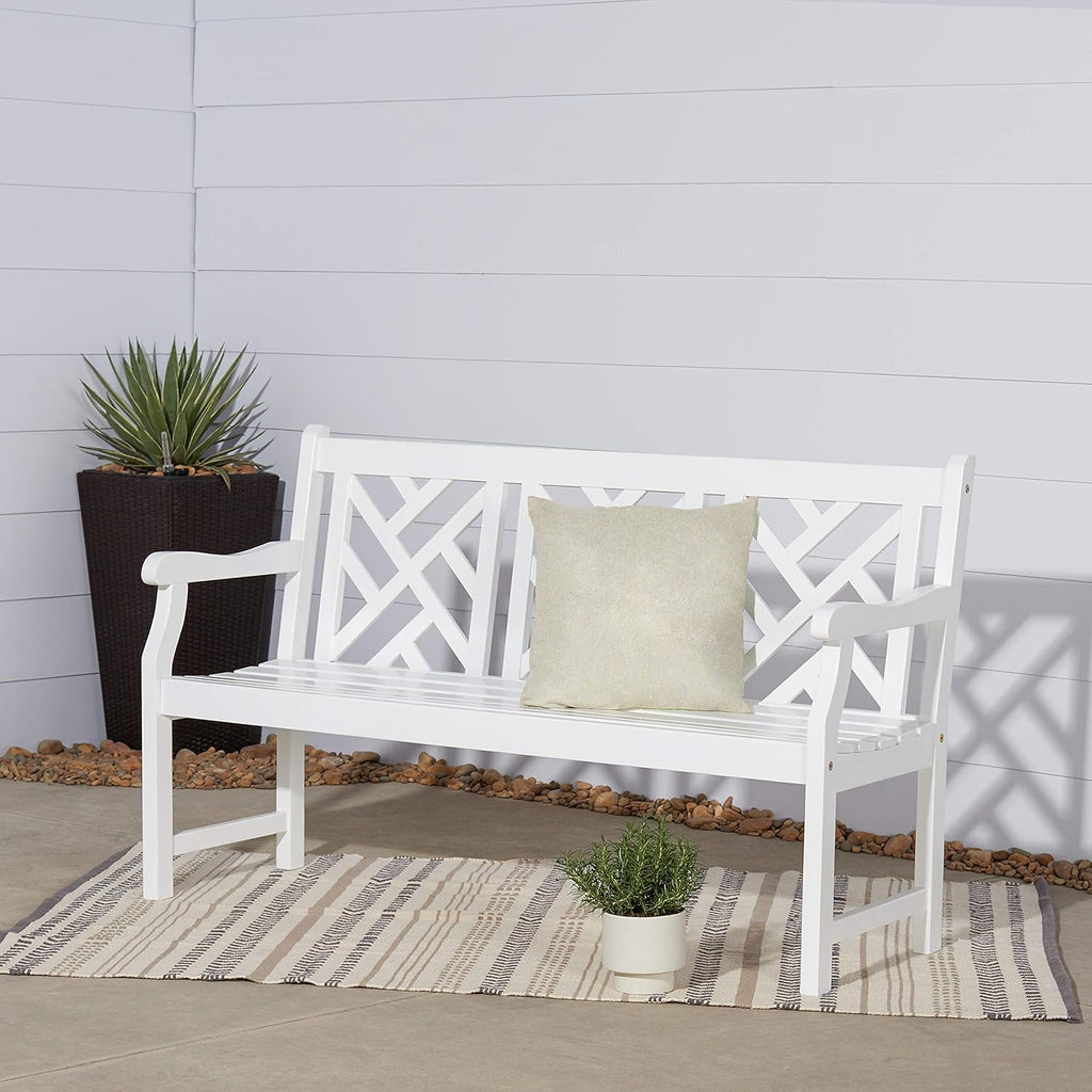 White Acacia Wooden Bench L5540