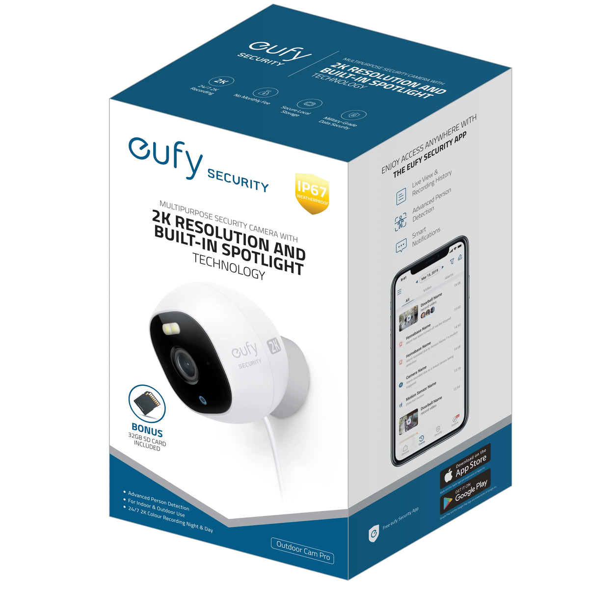 2K Wired Outdoor Surveillance Camera with Spotlight A324