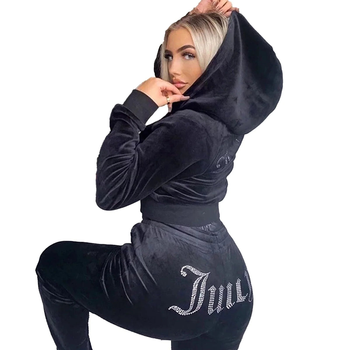 Velour Velvet Hoodie Jogging Set N772