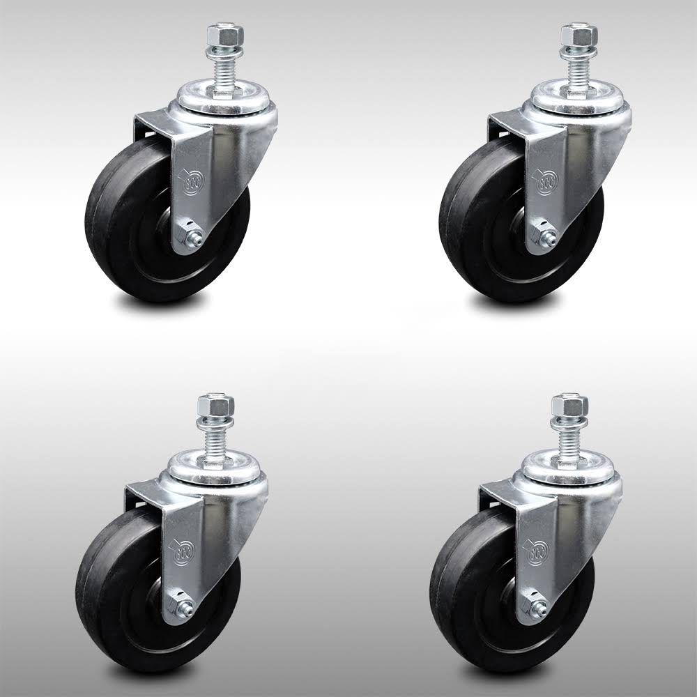 4 inch Soft Rubber Swivel Caster Set N5373