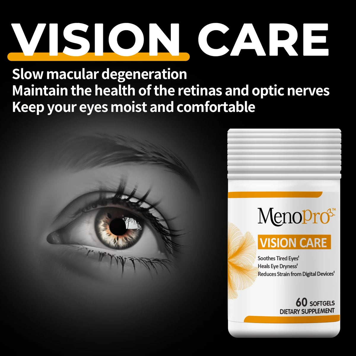 Vision Care Softgels, Lutein, Zeaxanthin, Astaxantin, Hyaluronic Acid, Omega 3, Zinc, Copper, Vitamin C, Vitamin E, 60 ct C7424