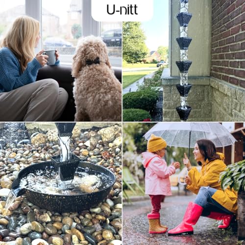 8.5 FT Metal Black Rain Chain with Square Cups A702930