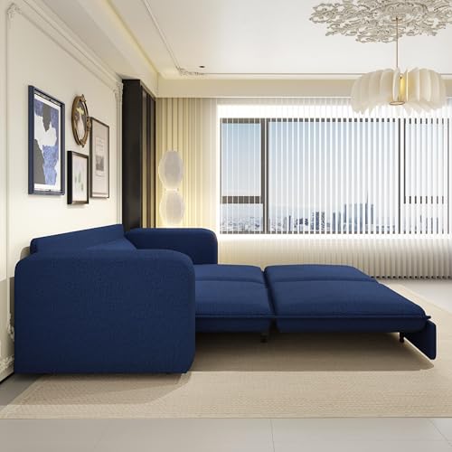 Blue 3 Seater Pull Out Sofa Bed with 2 Pillows R8553