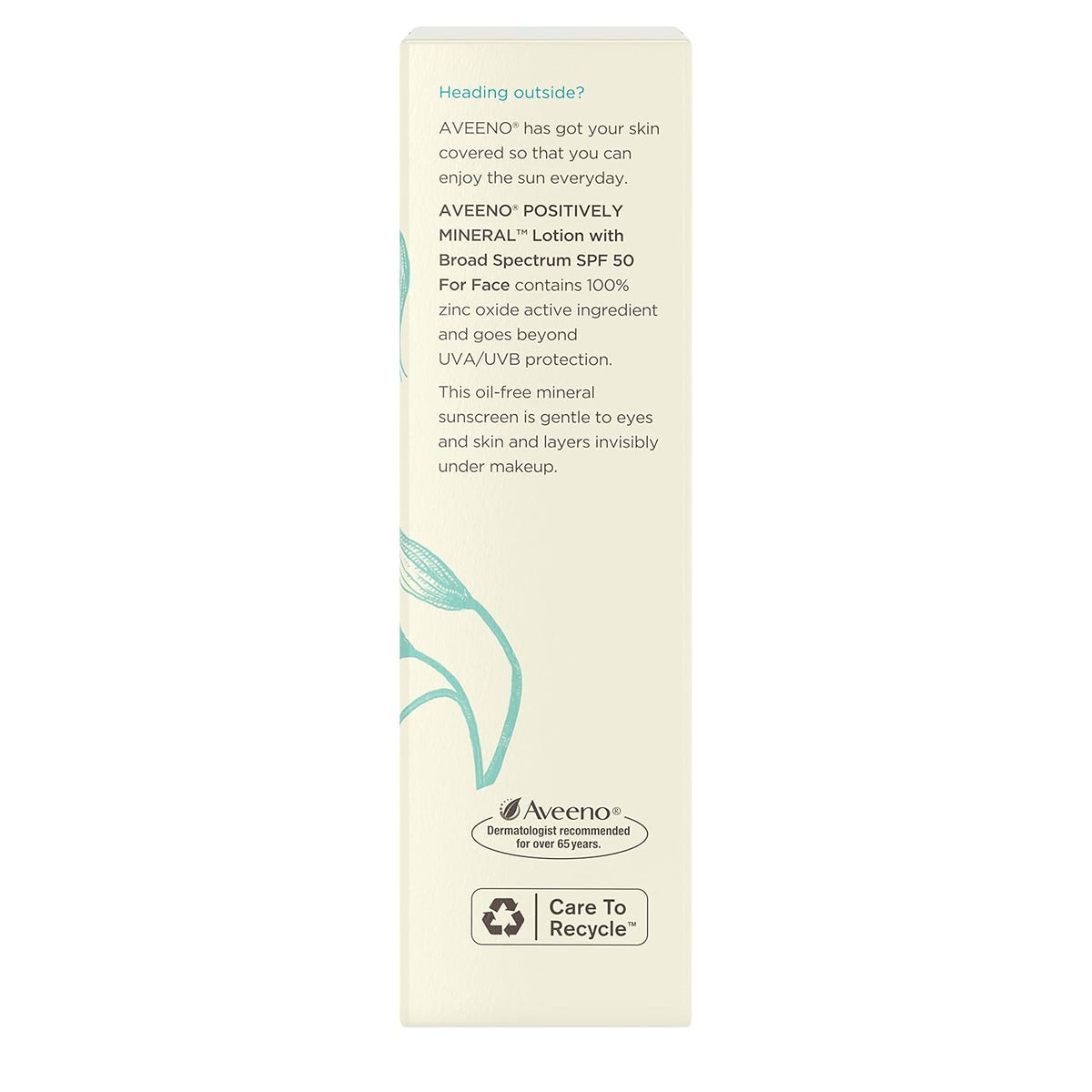 Positively Mineral Sensitive Skin Daily Sunscreen Lotion, Broad Spectrum SPF 50 with 100% Zinc Oxide, Lightweight & Non-Comedogenic Facial Sunscreen, Travel-Size, 2 fl. oz J61590
