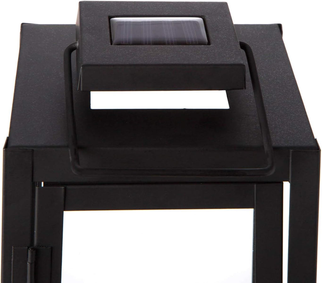 Black Metal Glass Solar Lantern A921