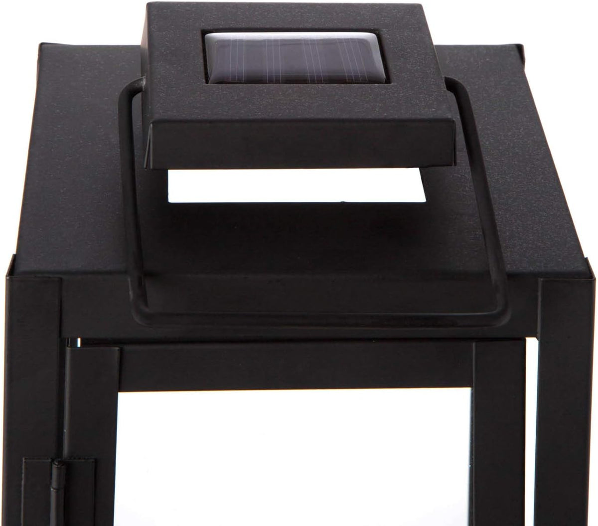 Black Metal Glass Solar Lantern A921