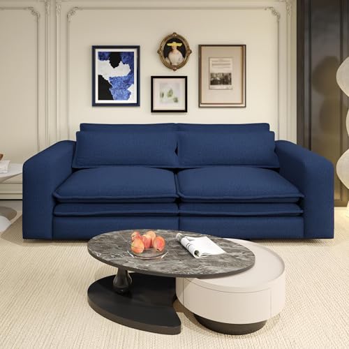 Blue 3 Seater Pull Out Sofa Bed with 2 Pillows R8553
