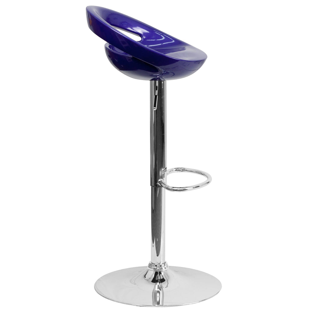Blue Adjustable Height Plastic Barstool with Chrome Base L4416