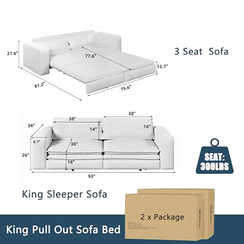 Blue 3 Seater Pull Out Sofa Bed with 2 Pillows R8553