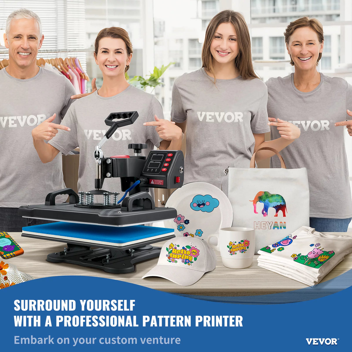 12x15inch 5IN1 Clamshell Sublimation Heat Press Machine with Teflon Coated Y705190