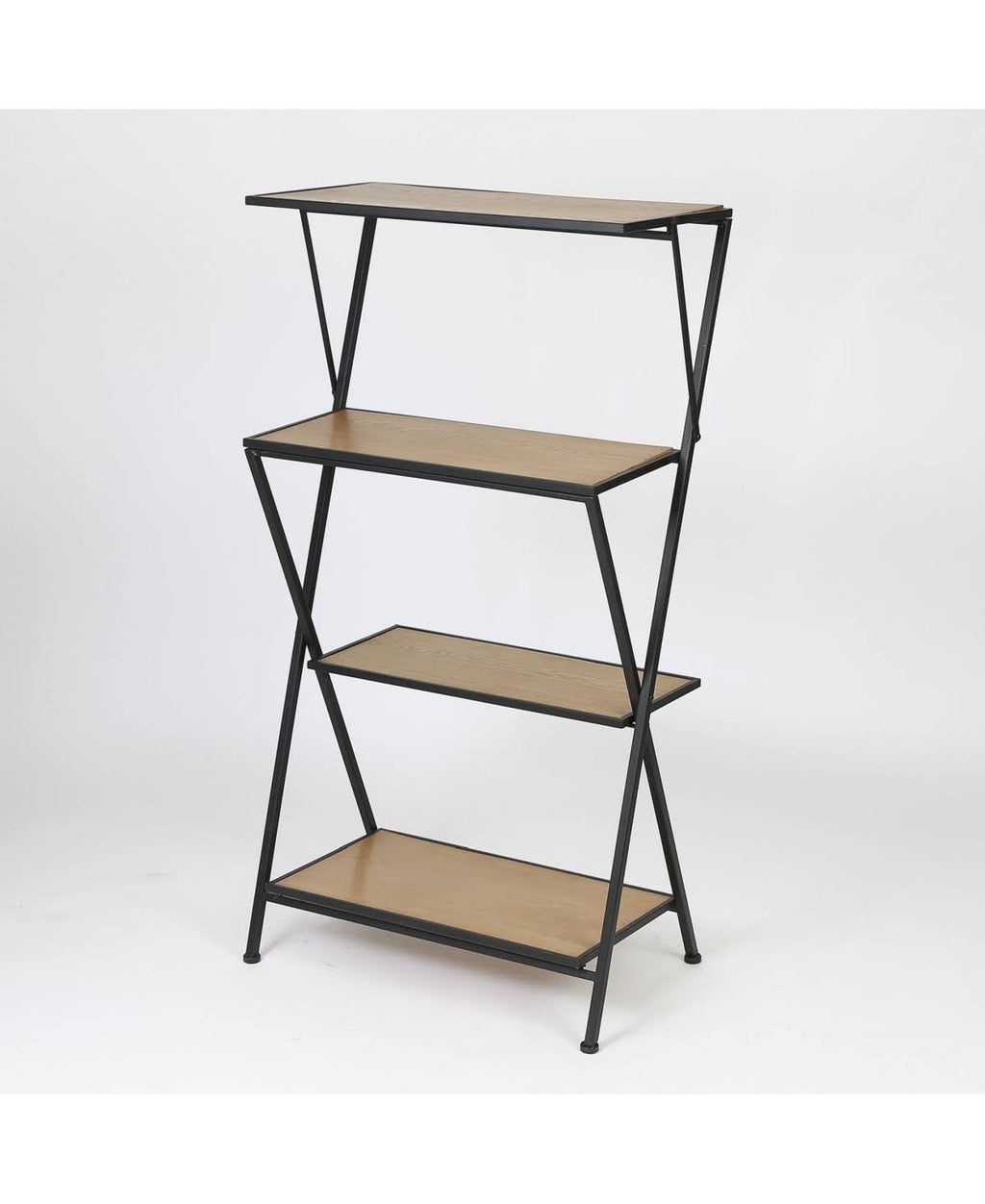 Wood and Metal Four-Tier Etagere Bookcase F740