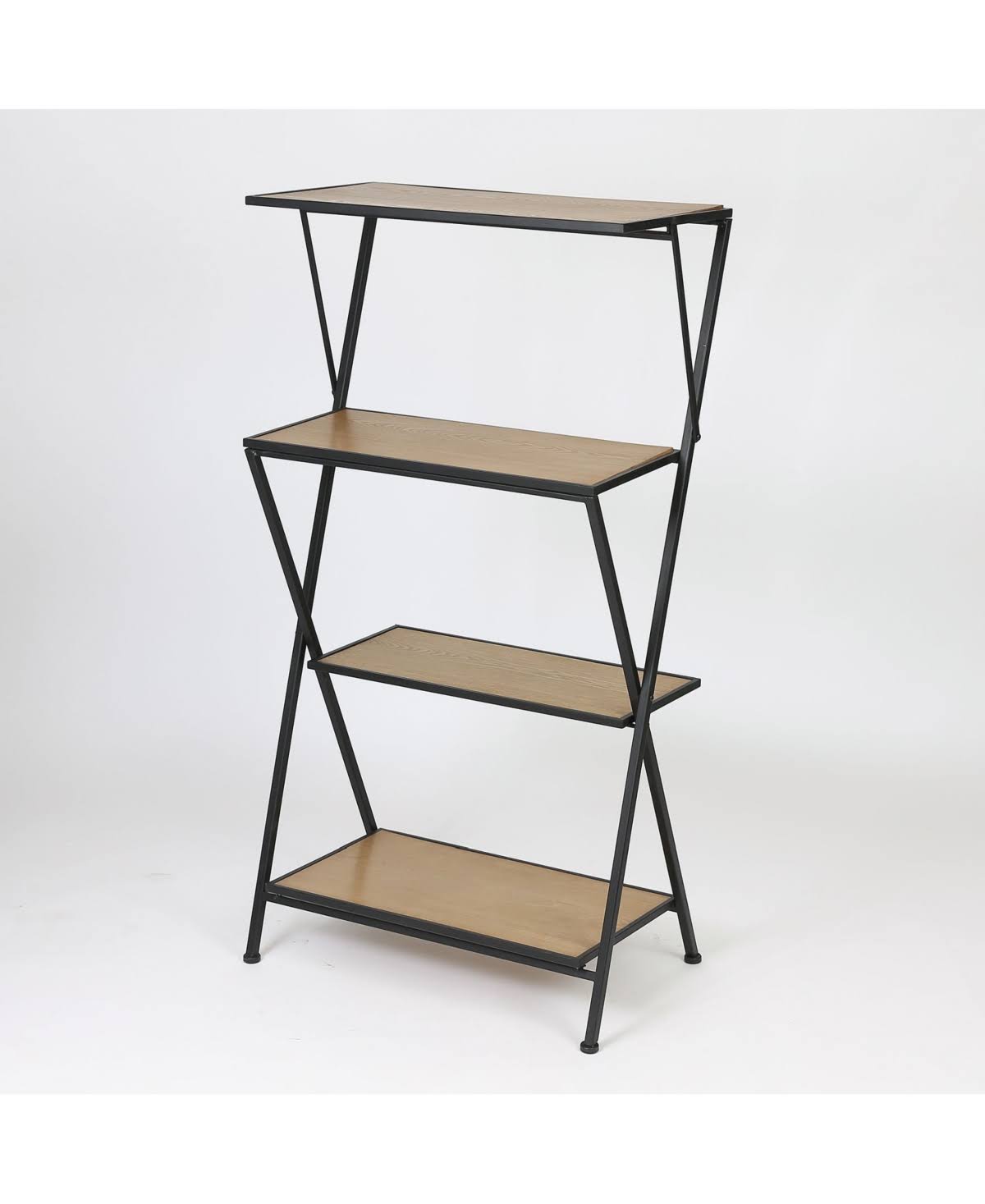 Wood and Metal Four-Tier Etagere Bookcase F740