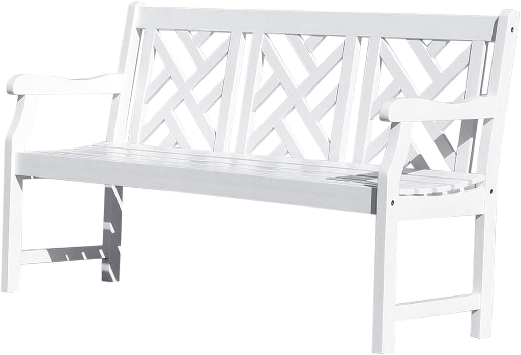 White Acacia Wooden Bench L5540