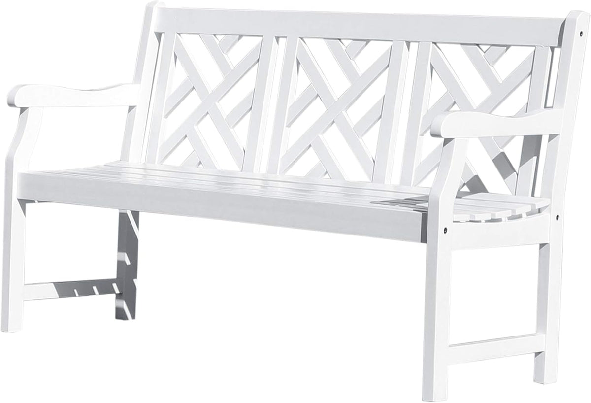 White Acacia Wooden Bench L5540