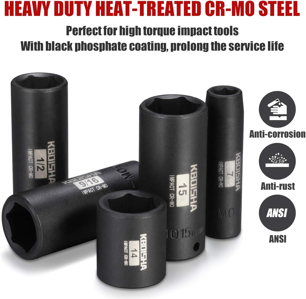 1/4 Inch Drive 53-Piece CR-MO Alloy Steel Impact Socket Set SAE and Metric P1467
