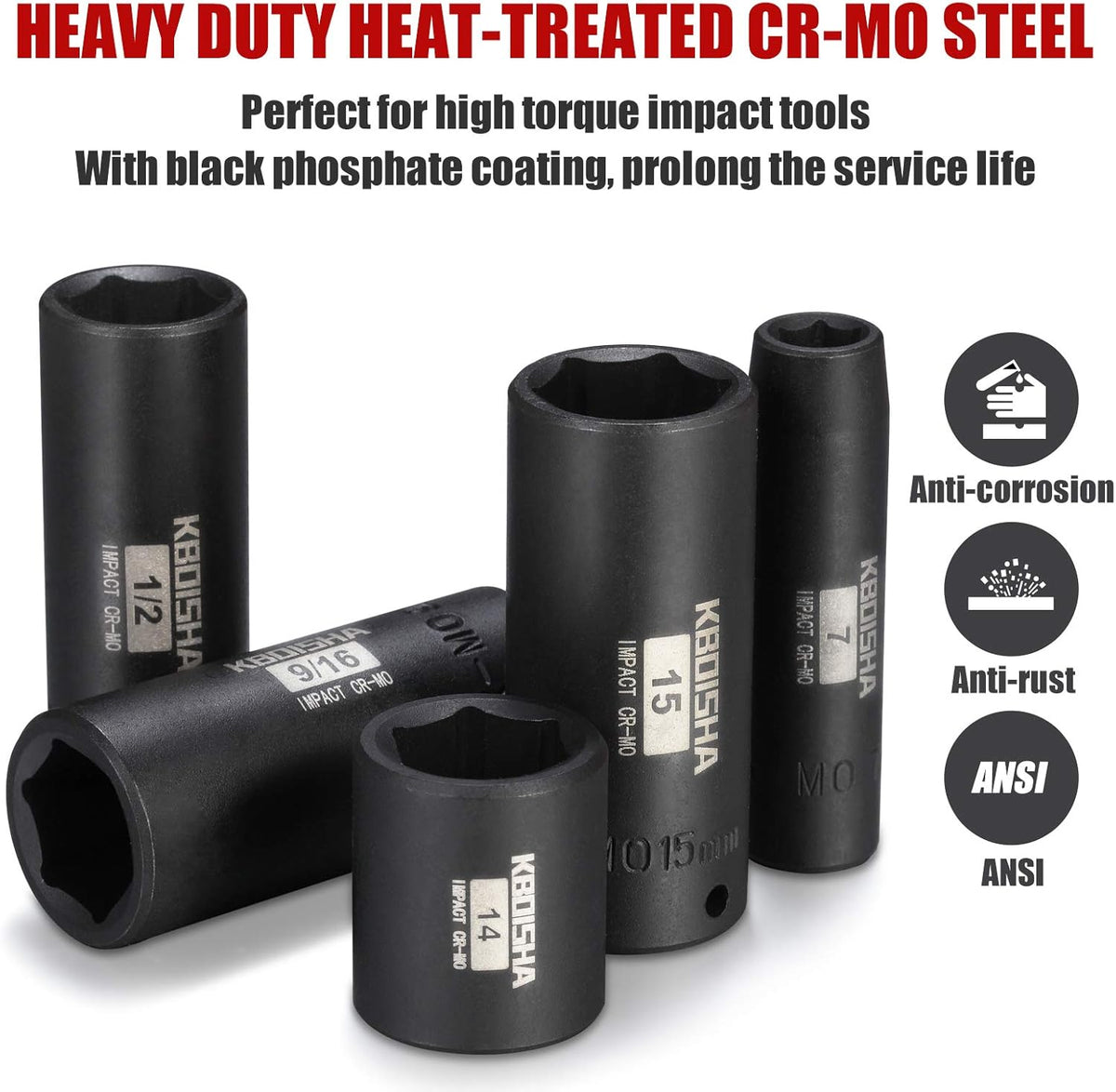 1/4 Inch Drive 53-Piece CR-MO Alloy Steel Impact Socket Set SAE and Metric P1467