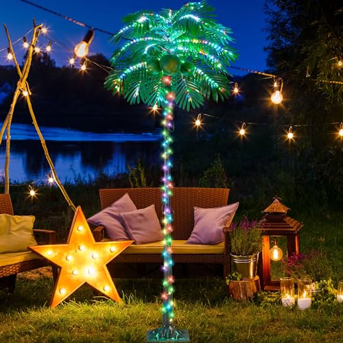 6FT 400 LED Lighted Palm Tree with Coconuts Artificial Palm Tree H4045