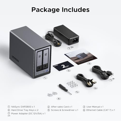 2-Bay Desktop NAS with Intel N100 Quad-core CPU, 8GB DDR5 RAM, 2.5GbE, 2 M.2 NVMe Slots, 4K HDMI K638295
